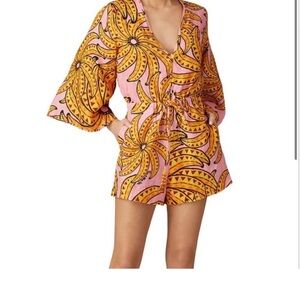 FARM Rio Pink and Yellow Banana Print Romper